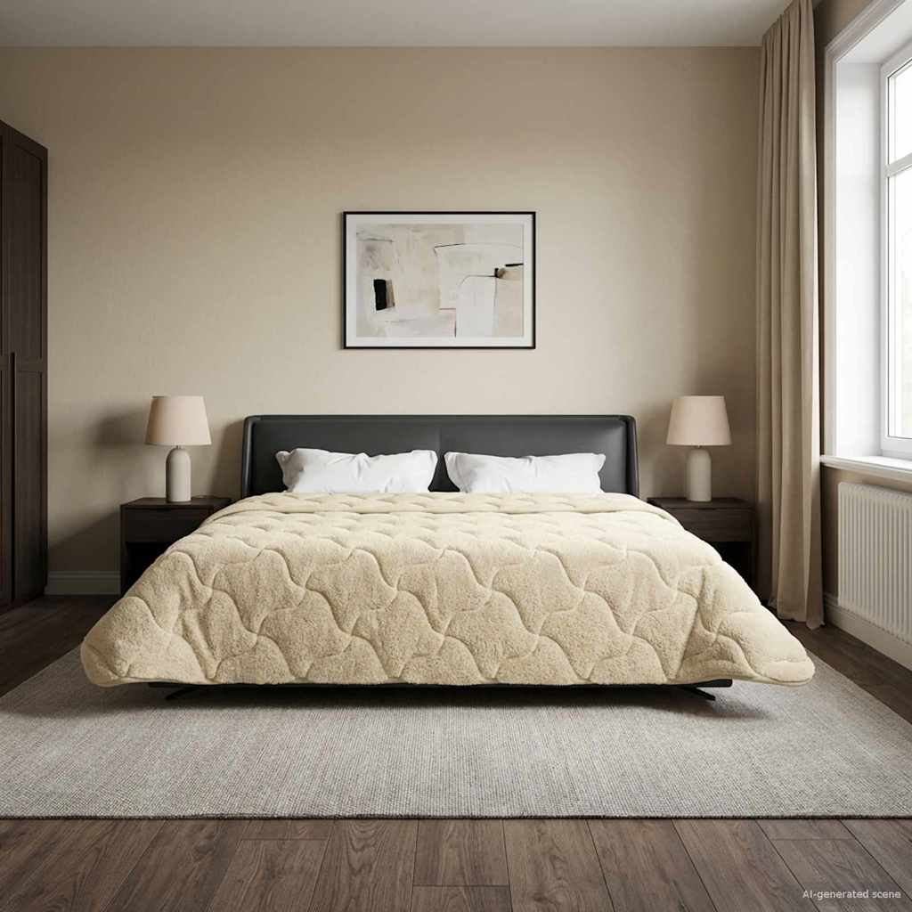 Vol jaar dekbed Crème 220 x 240 cm Microfiber en Teddy fleece