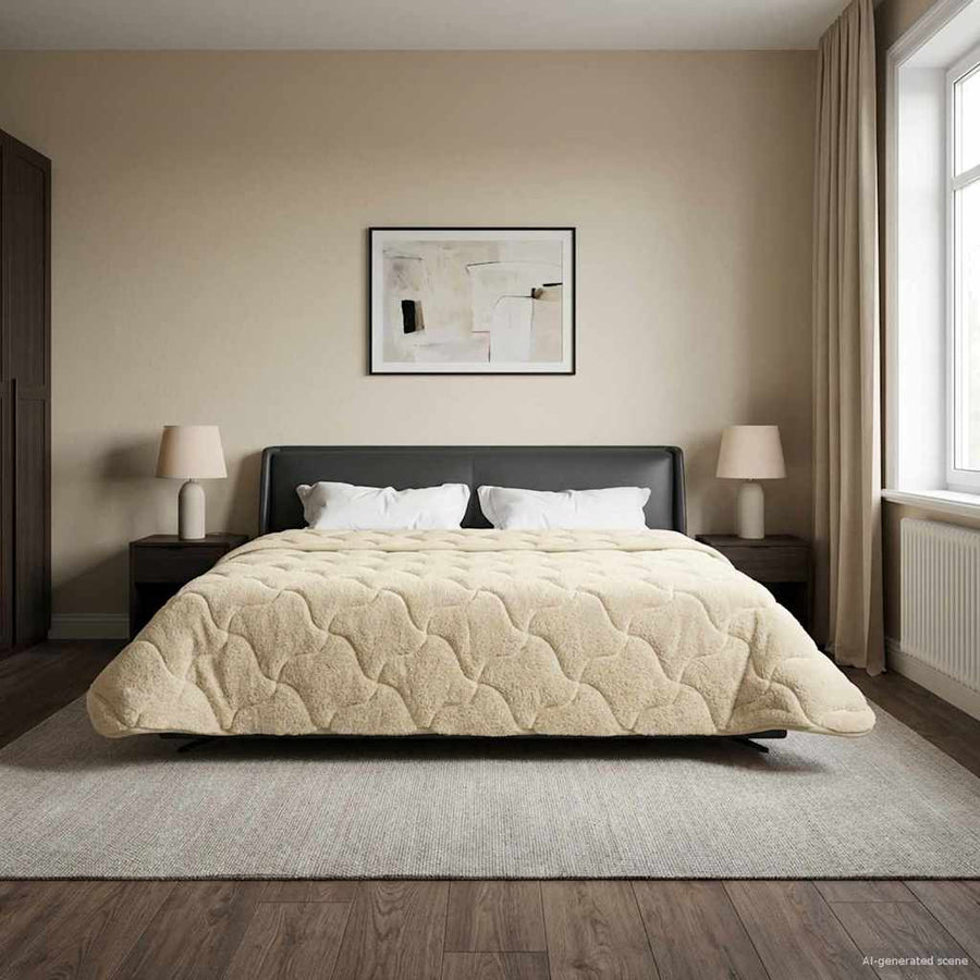 Vol jaar dekbed Crème 220 x 240 cm Microfiber en Teddy fleece
