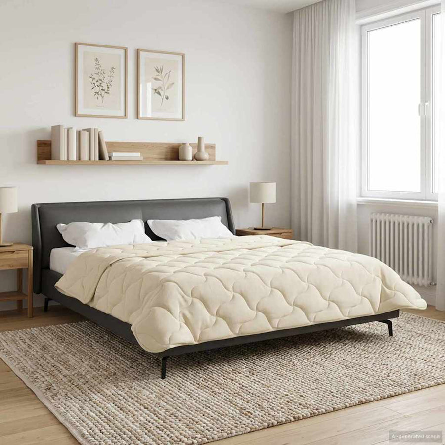 Vol jaar dekbed Crème 220 x 260 cm Microfiber en Teddy fleece