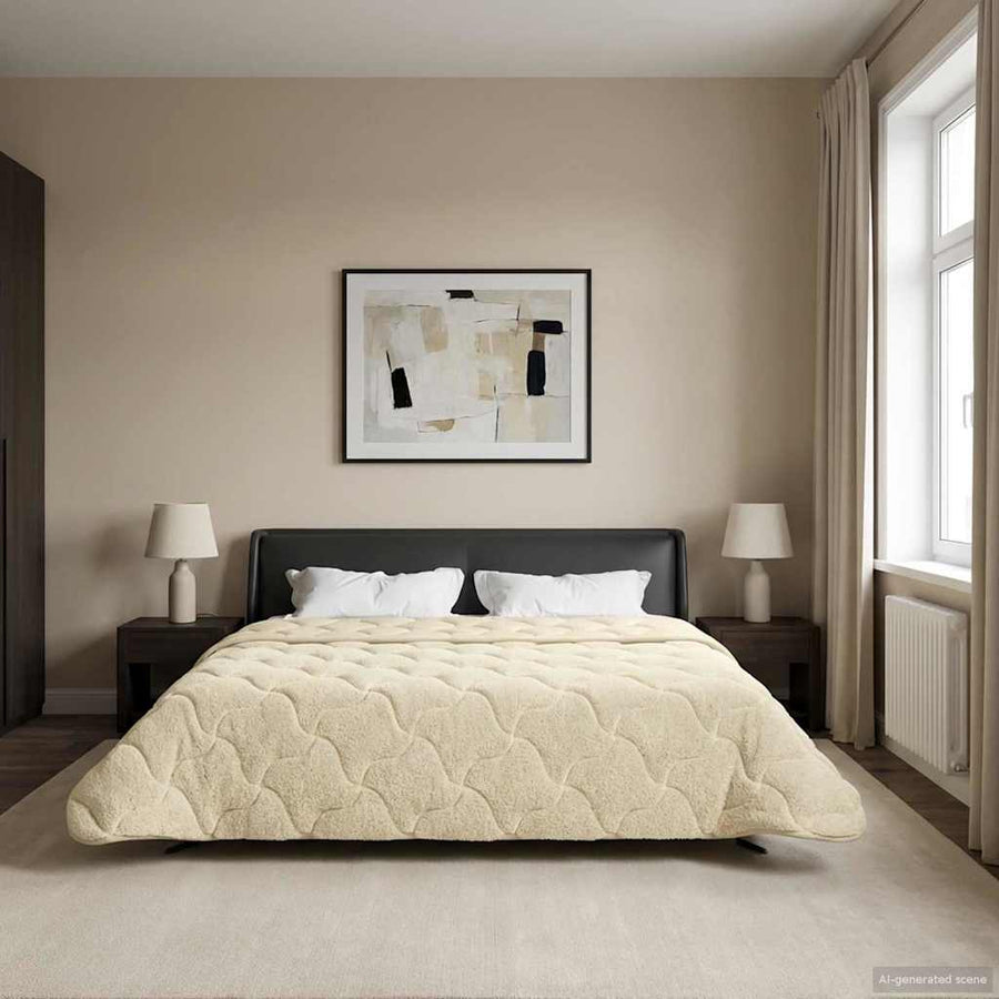 Vol jaar dekbed Crème 240 x 260 cm Microfiber en Teddy fleece