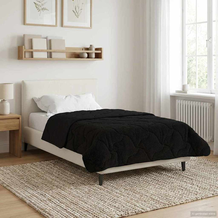 Winter Dekbed Zwart 135 x 200 cm Microfiber en Teddy fleece