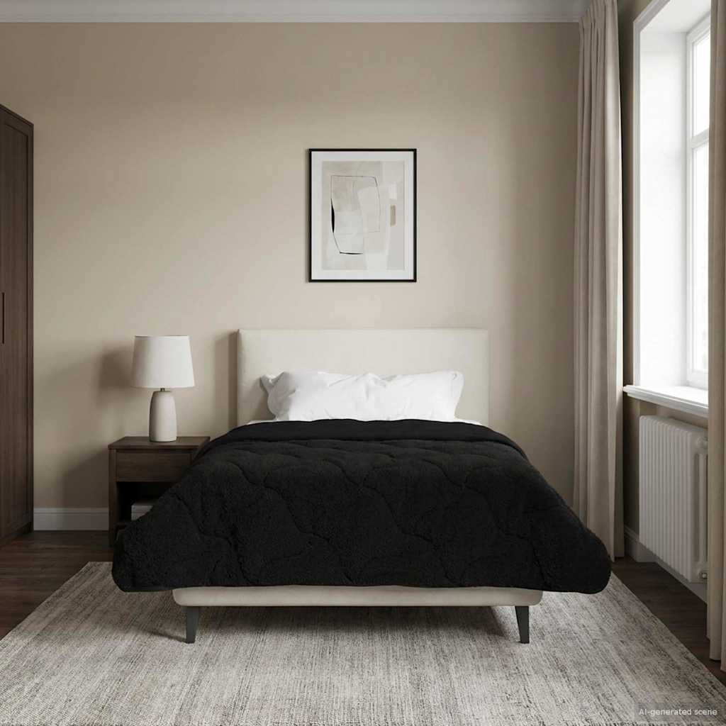 Winter Dekbed Zwart 135 x 200 cm Microfiber en Teddy fleece