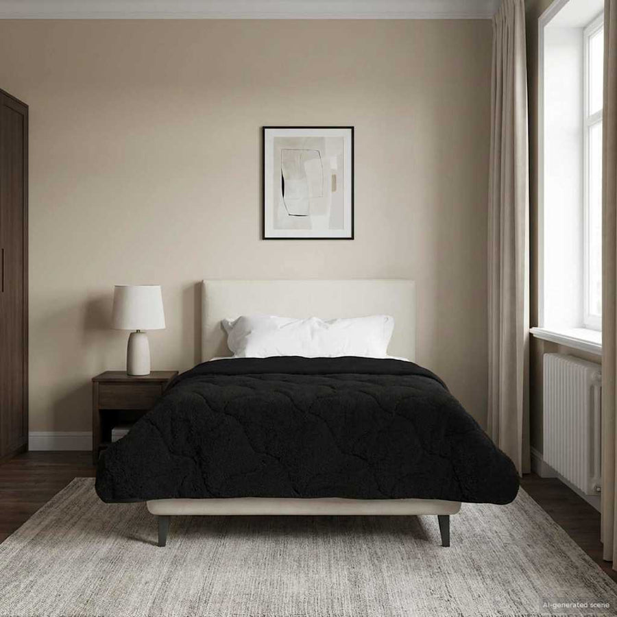 Winter Dekbed Zwart 135 x 200 cm Microfiber en Teddy fleece