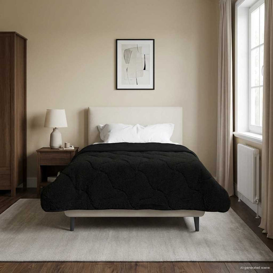 Winter Dekbed Zwart 140 x 220 cm Microfiber en Teddy fleece