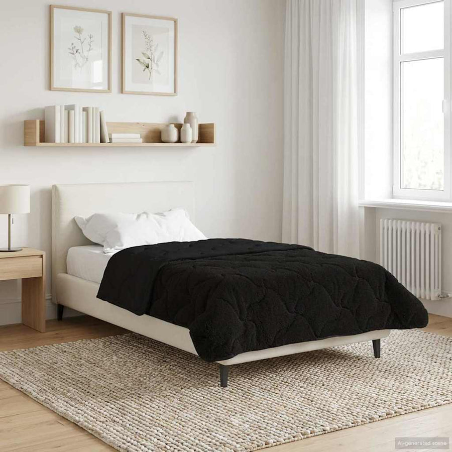 Winter Dekbed Zwart 155 x 200 cm Microfiber en Teddy fleece