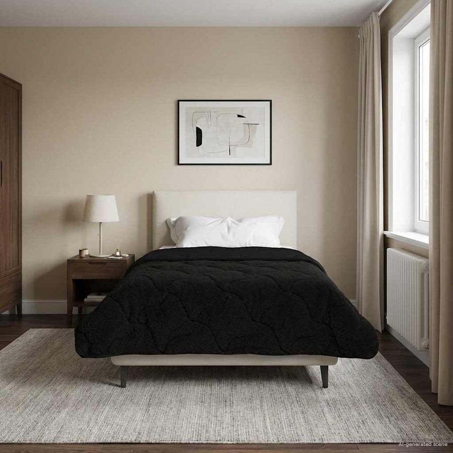 Winter Dekbed Zwart 155 x 200 cm Microfiber en Teddy fleece
