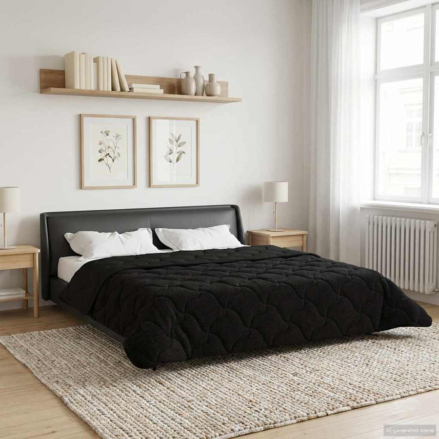 Winter Dekbed Zwart 200 x 200 cm Microfiber en Teddy fleece