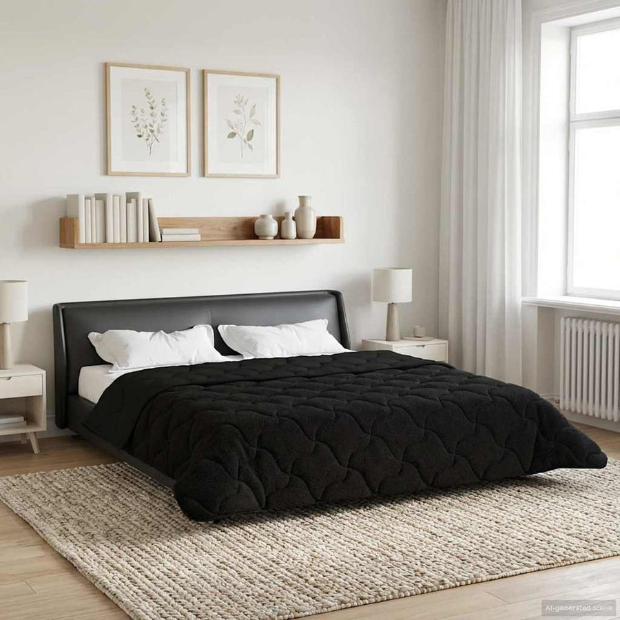 Winter Dekbed Zwart 200 x 240 cm Microfiber en Teddy fleece