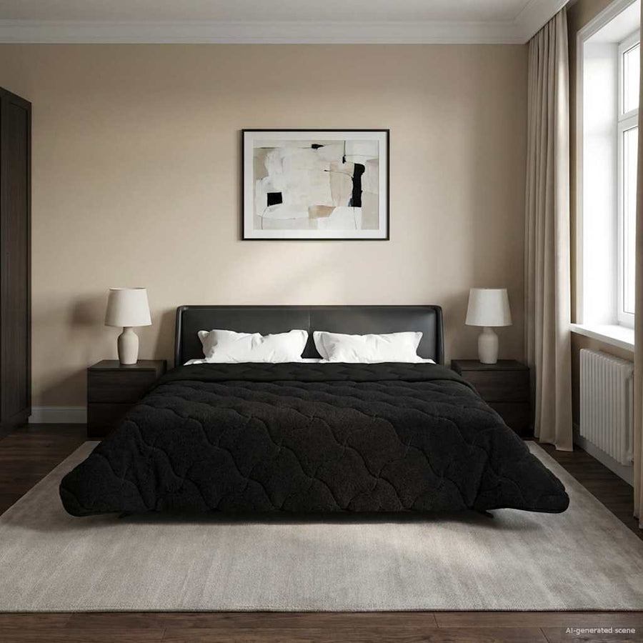 Winter Dekbed Zwart 200 x 240 cm Microfiber en Teddy fleece