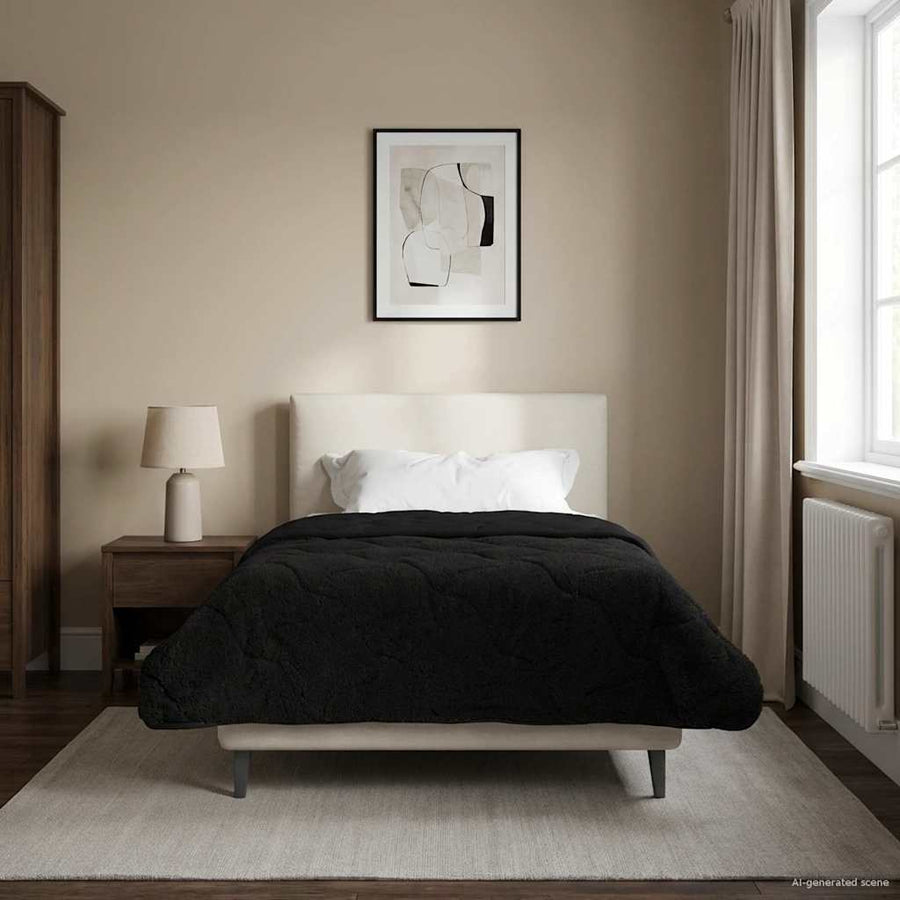 Winter Dekbed Zwart 155 x 220 cm Microfiber en Teddy fleece
