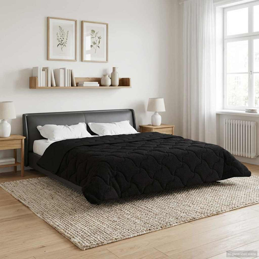 Winter Dekbed Zwart 200 x 220 cm Microfiber en Teddy fleece