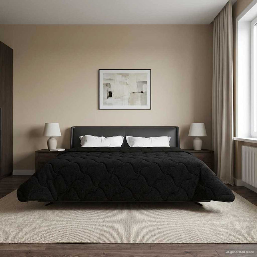 Winter Dekbed Zwart 200 x 220 cm Microfiber en Teddy fleece