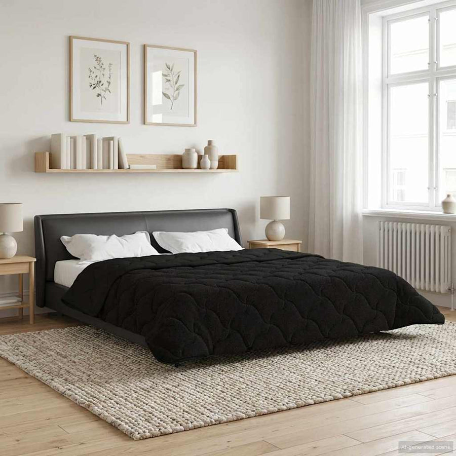 Winter Dekbed Zwart 220 x 240 cm Microfiber en Teddy fleece