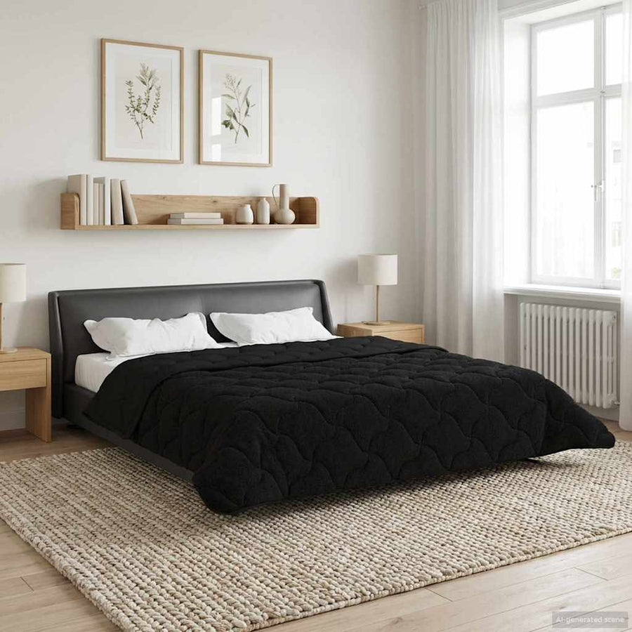 Winter Dekbed Zwart 220 x 260 cm Microfiber en Teddy fleece