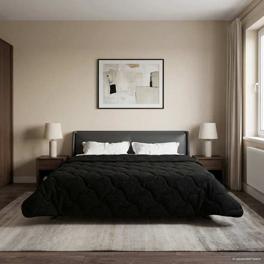 Winter Dekbed Zwart 220 x 260 cm Microfiber en Teddy fleece