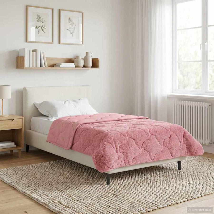 Winter Dekbed Roze 140 x 220 cm Microfiber en Teddy fleece