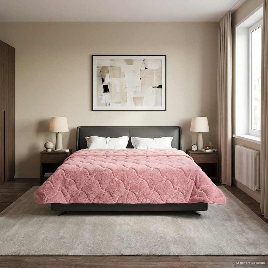 Winter Dekbed Roze 200 x 200 cm Microfiber en Teddy fleece