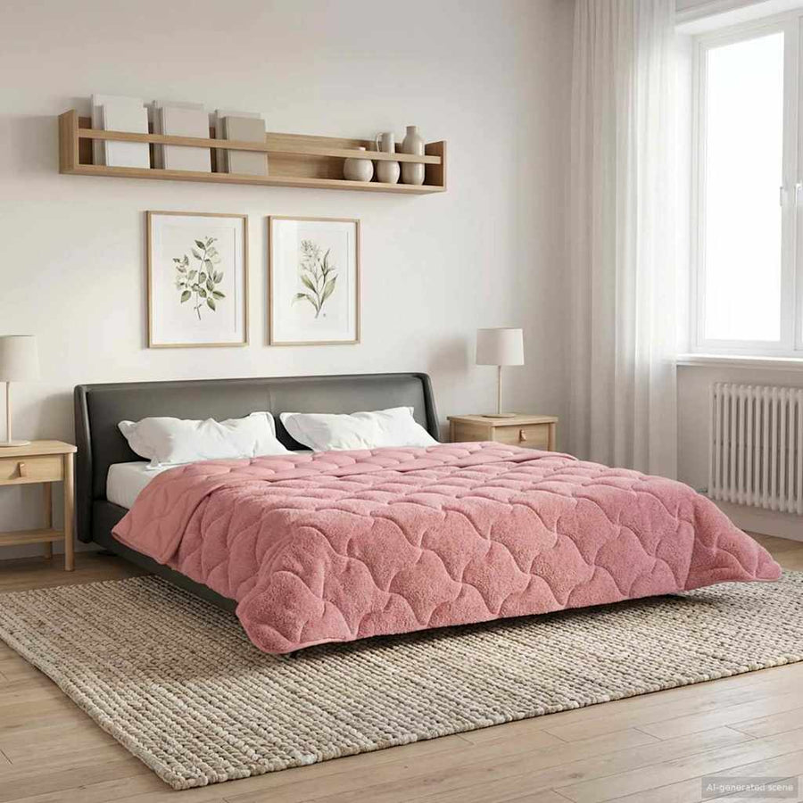 Winter Dekbed Roze 200 x 240 cm Microfiber en Teddy fleece