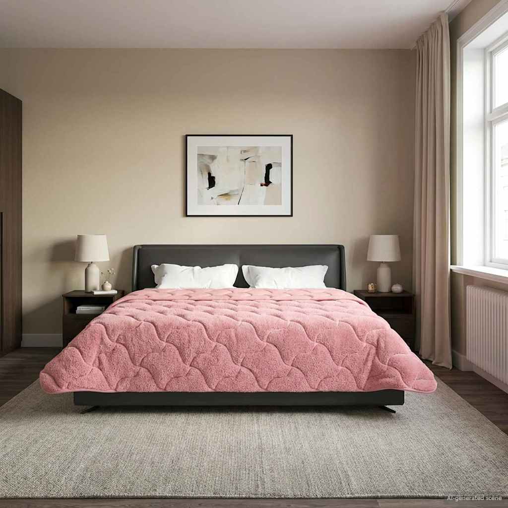 Winter Dekbed Roze 200 x 240 cm Microfiber en Teddy fleece