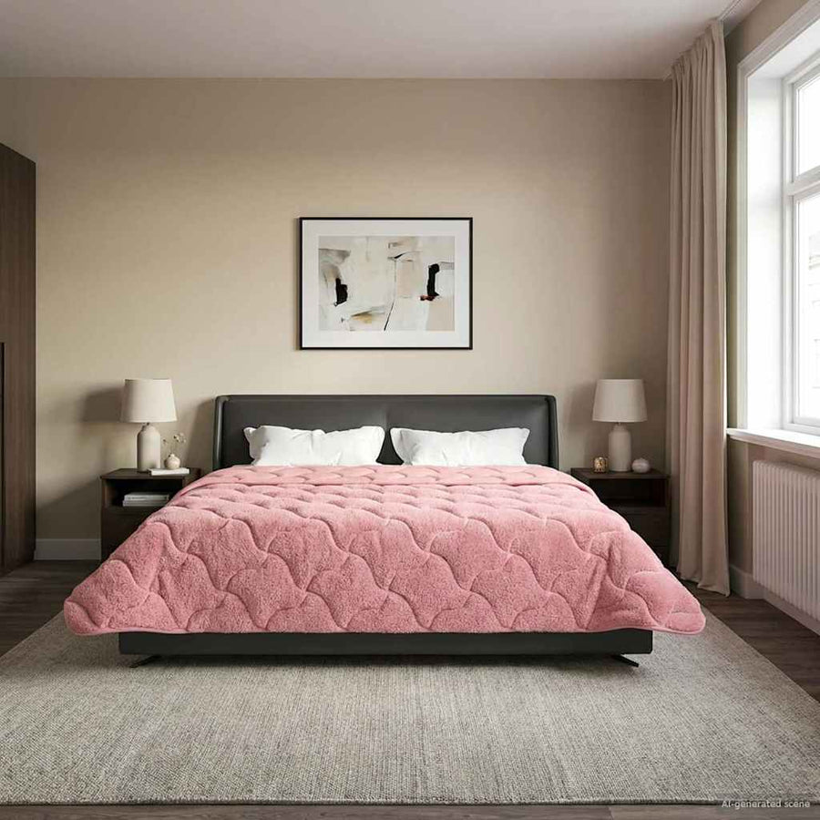 Winter Dekbed Roze 200 x 240 cm Microfiber en Teddy fleece