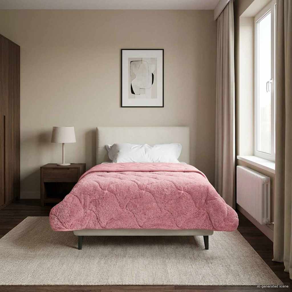 Winter Dekbed Roze 140 x 220 cm Microfiber en Teddy fleece