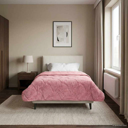 Winter Dekbed Roze 140 x 220 cm Microfiber en Teddy fleece