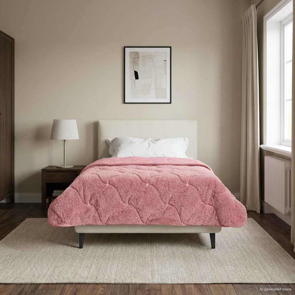 Winter Dekbed Roze 155 x 220 cm Microfiber en Teddy fleece
