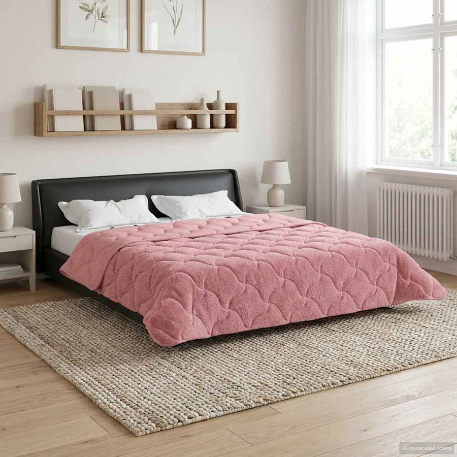 Winter Dekbed Roze 200 x 220 cm Microfiber en Teddy fleece