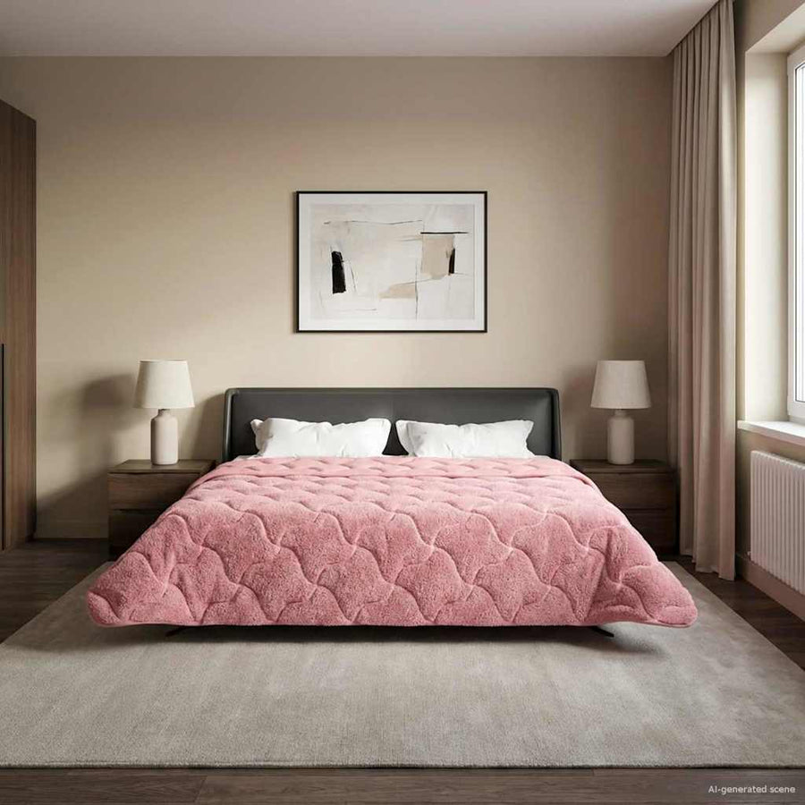 Winter Dekbed Roze 200 x 220 cm Microfiber en Teddy fleece
