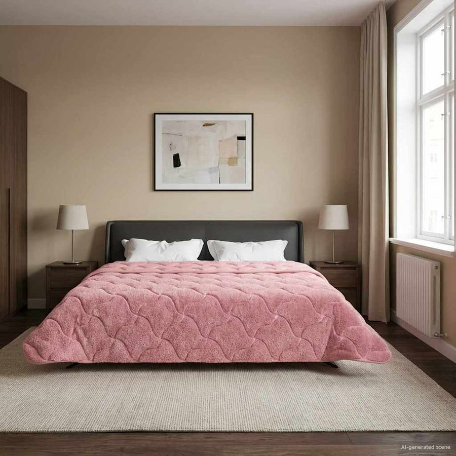 Winter Dekbed Roze 220 x 240 cm Microfiber en Teddy fleece