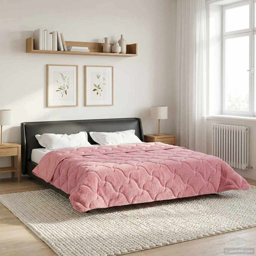 Winter Dekbed Roze 220 x 260 cm Microfiber en Teddy fleece