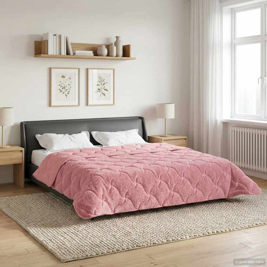 Winter Dekbed Roze 240 x 260 cm Microfiber en Teddy fleece