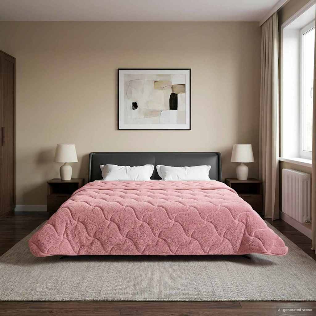 Winter Dekbed Roze 240 x 260 cm Microfiber en Teddy fleece