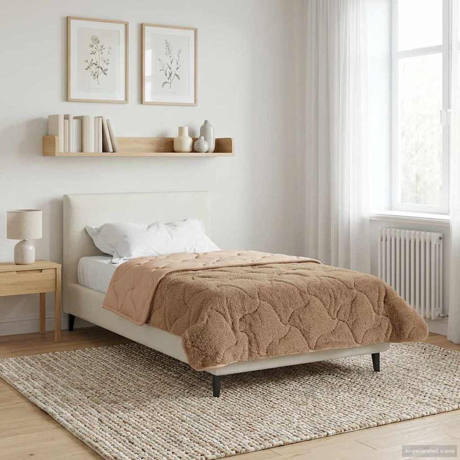 Winter Dekbed Taupe 135 x 200 cm Microfiber en Teddy fleece