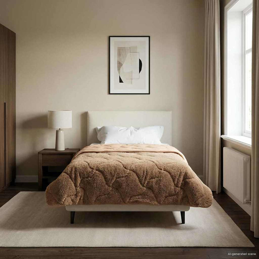 Winter Dekbed Taupe 135 x 200 cm Microfiber en Teddy fleece