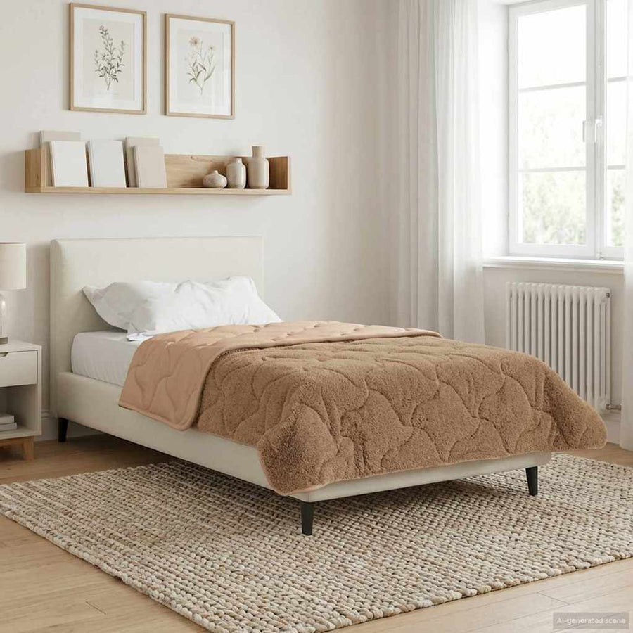 Winter Dekbed Taupe 140 x 220 cm Microfiber en Teddy fleece