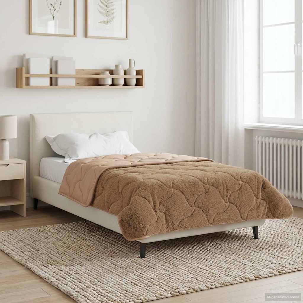 Winter Dekbed Taupe 155 x 200 cm Microfiber en Teddy fleece