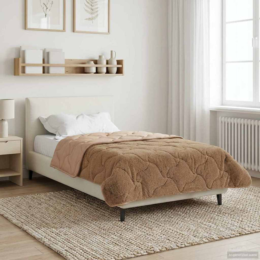 Winter Dekbed Taupe 155 x 200 cm Microfiber en Teddy fleece