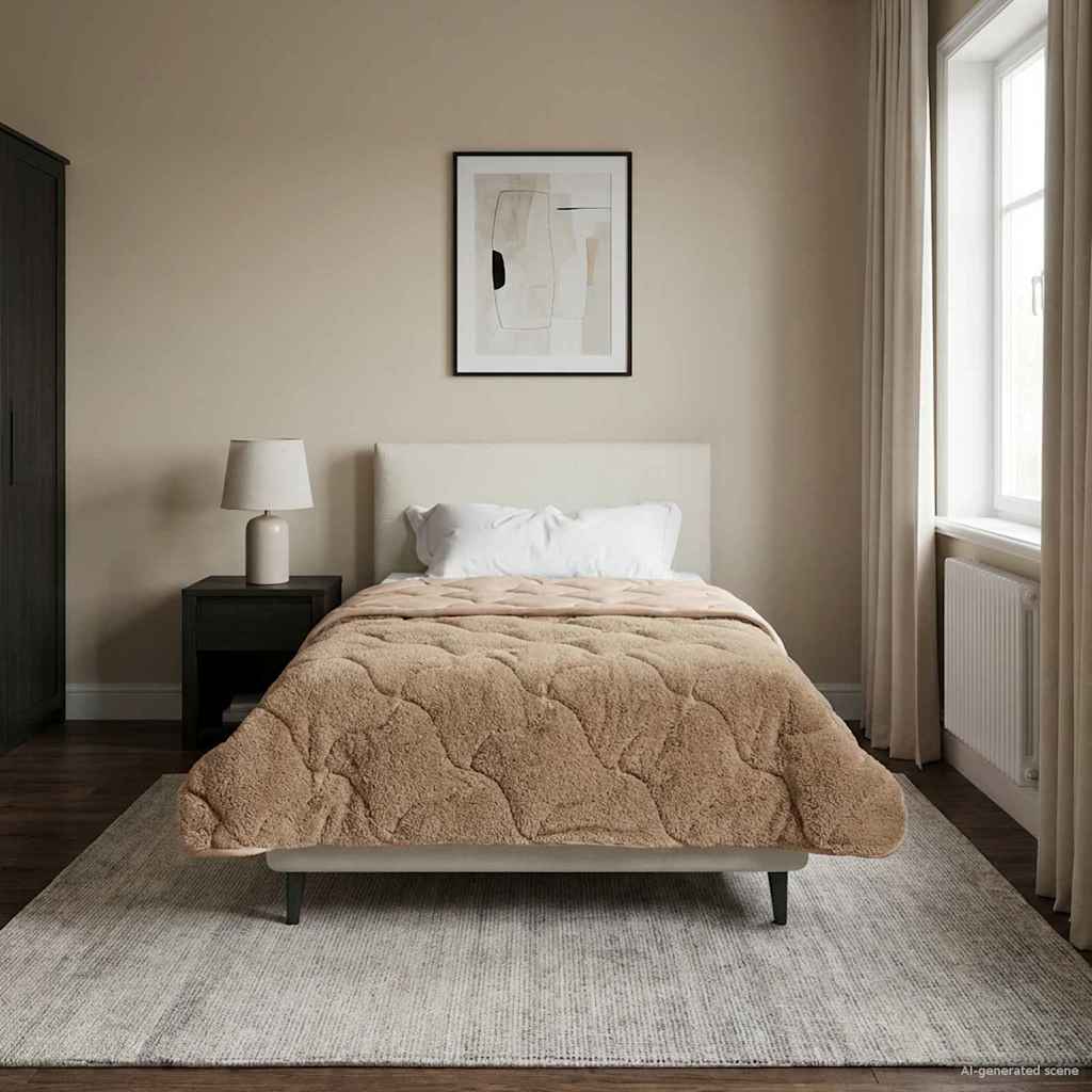 Winter Dekbed Taupe 155 x 200 cm Microfiber en Teddy fleece