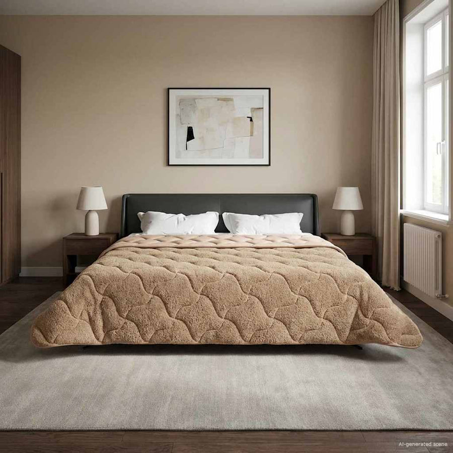 Winter Dekbed Taupe 200 x 200 cm Microfiber en Teddy fleece