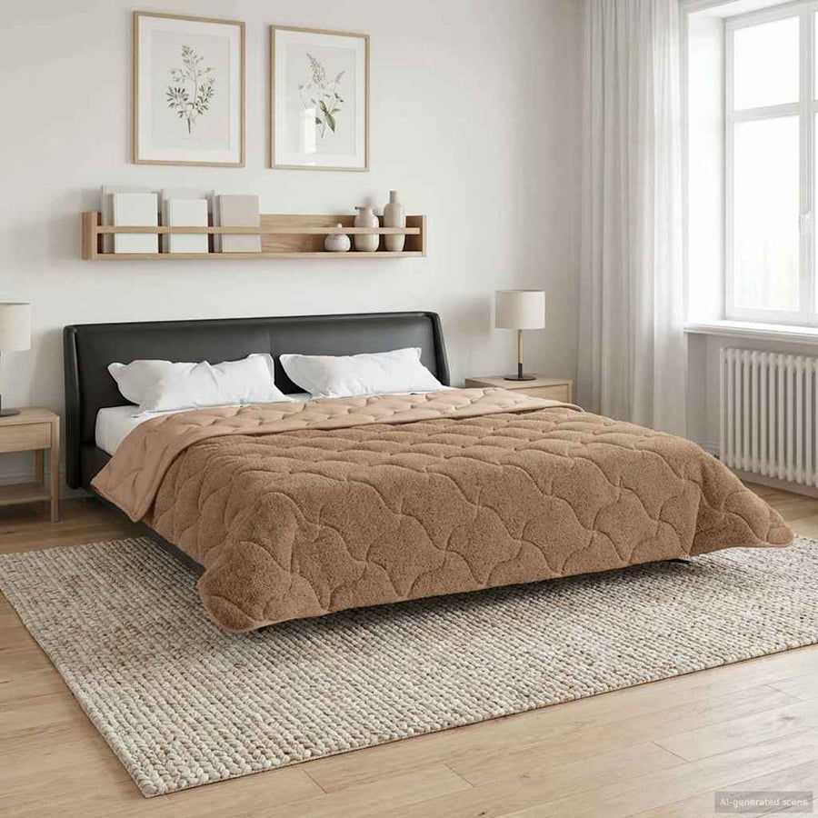 Winter Dekbed Taupe 200 x 240 cm Microfiber en Teddy fleece