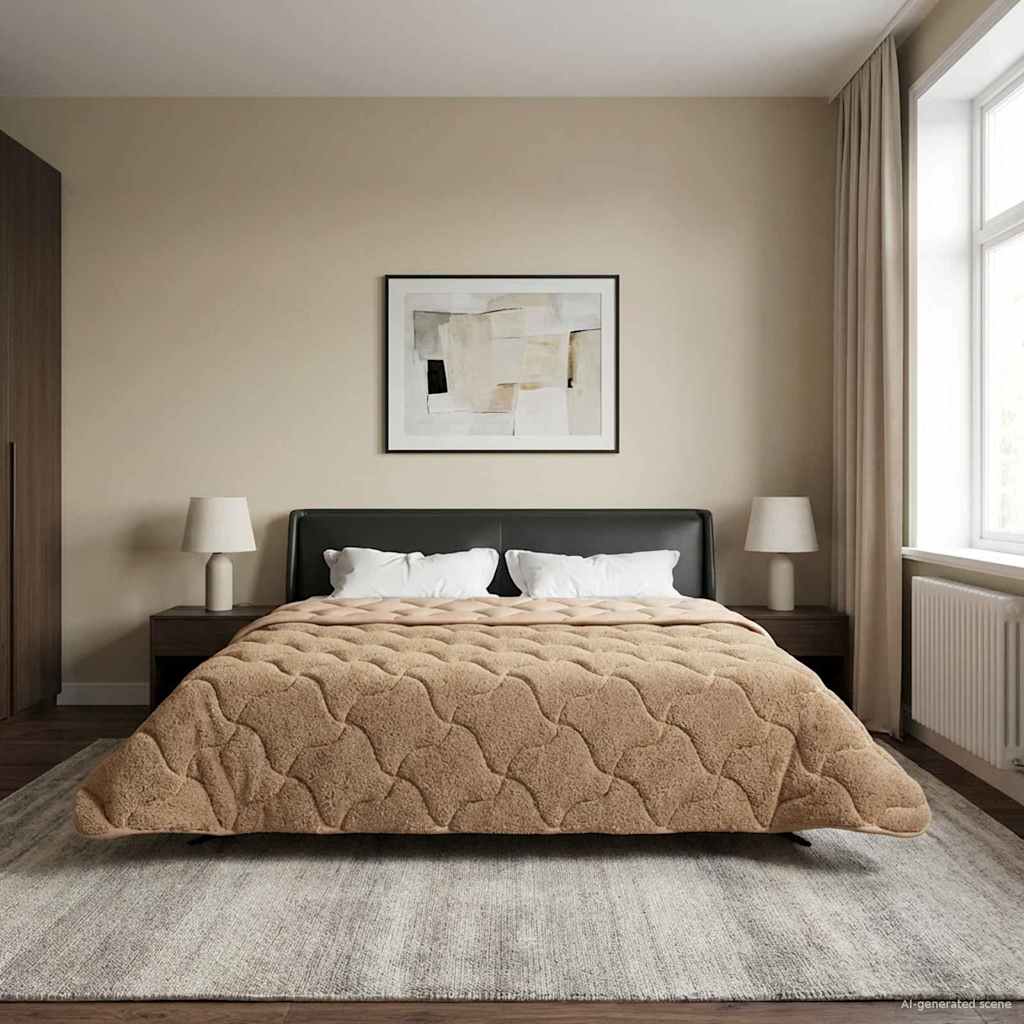 Winter Dekbed Taupe 200 x 240 cm Microfiber en Teddy fleece