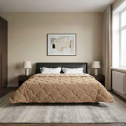 Winter dekbed 200x240 cm taupe microfiber teddy fleece