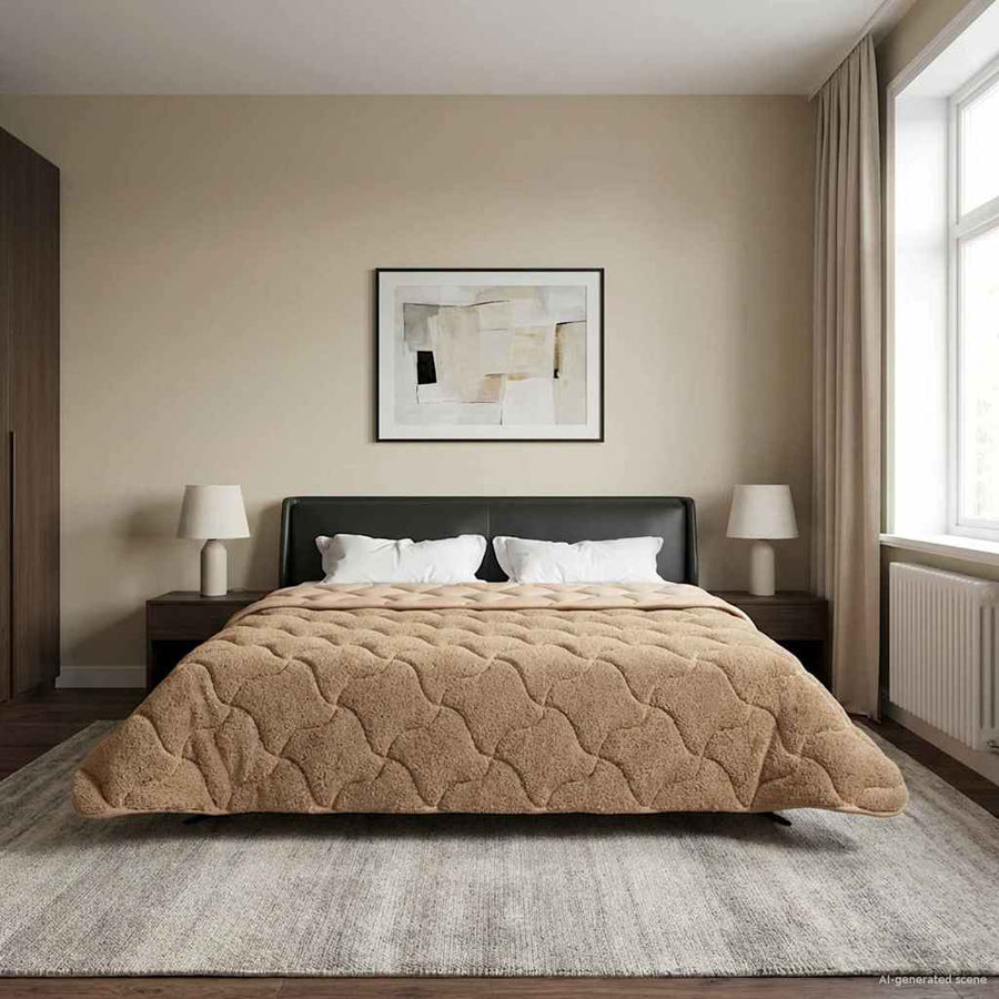 Winter Dekbed Taupe 200 x 240 cm Microfiber en Teddy fleece