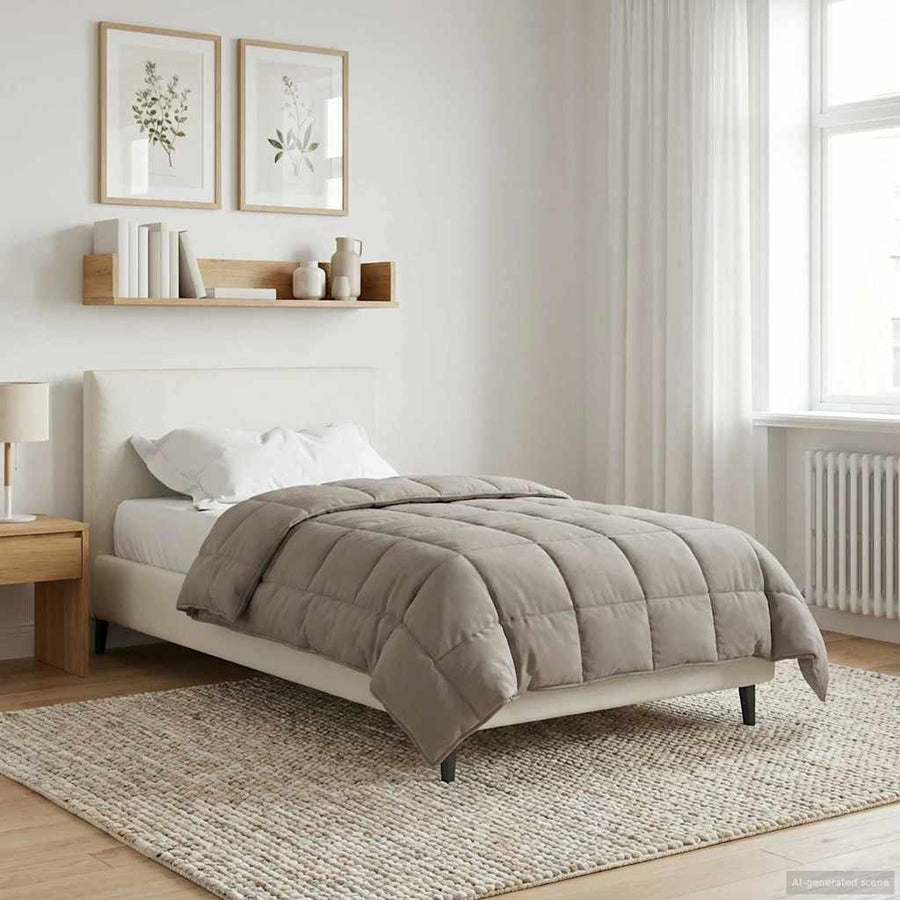 Winter Dekbed Taupe 135 x 220 cm Microfiber en Teddy fleece