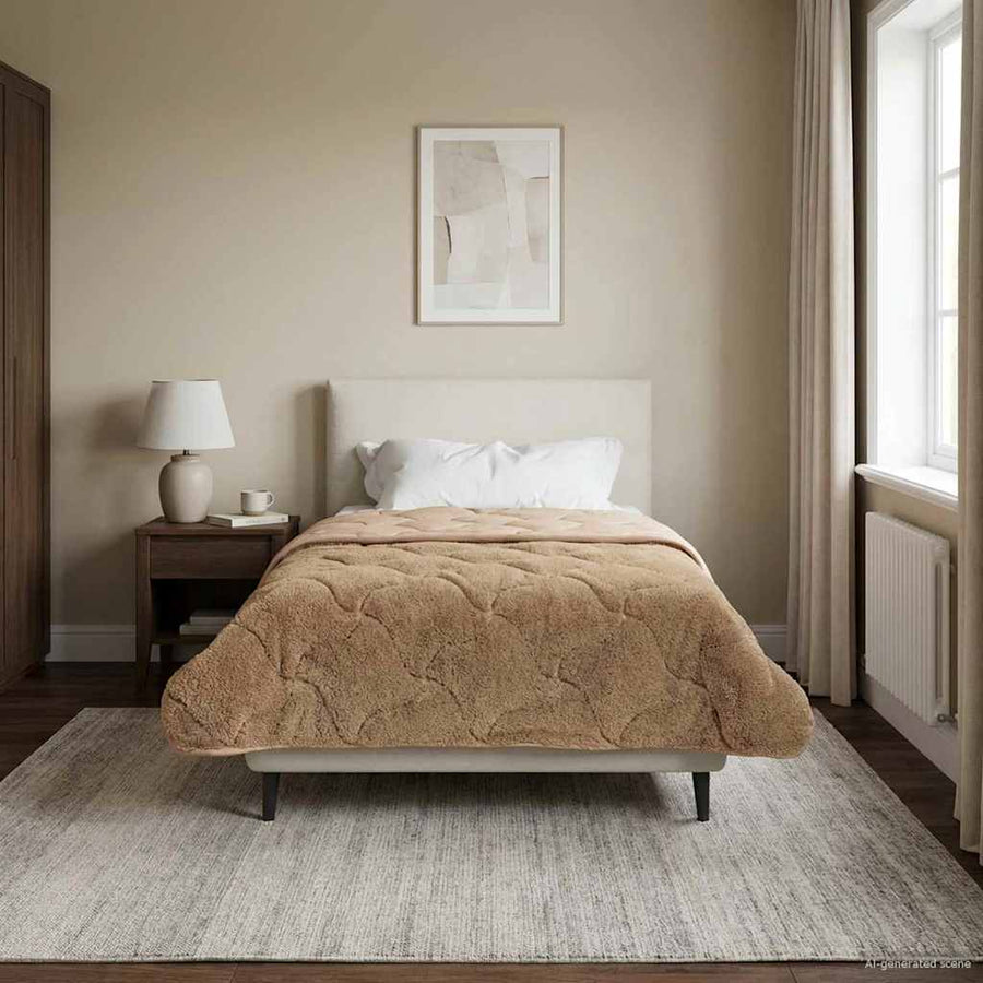 Winter Dekbed Taupe 135 x 220 cm Microfiber en Teddy fleece