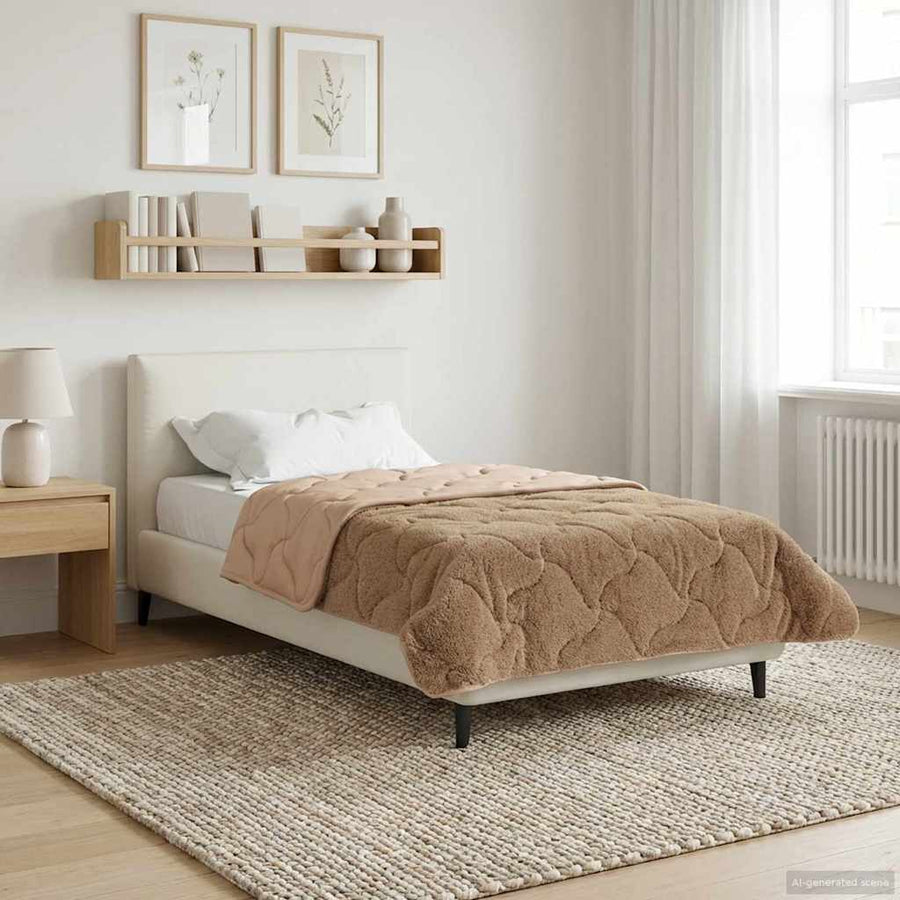 Winter Dekbed Taupe 140 x 220 cm Microfiber en Teddy fleece