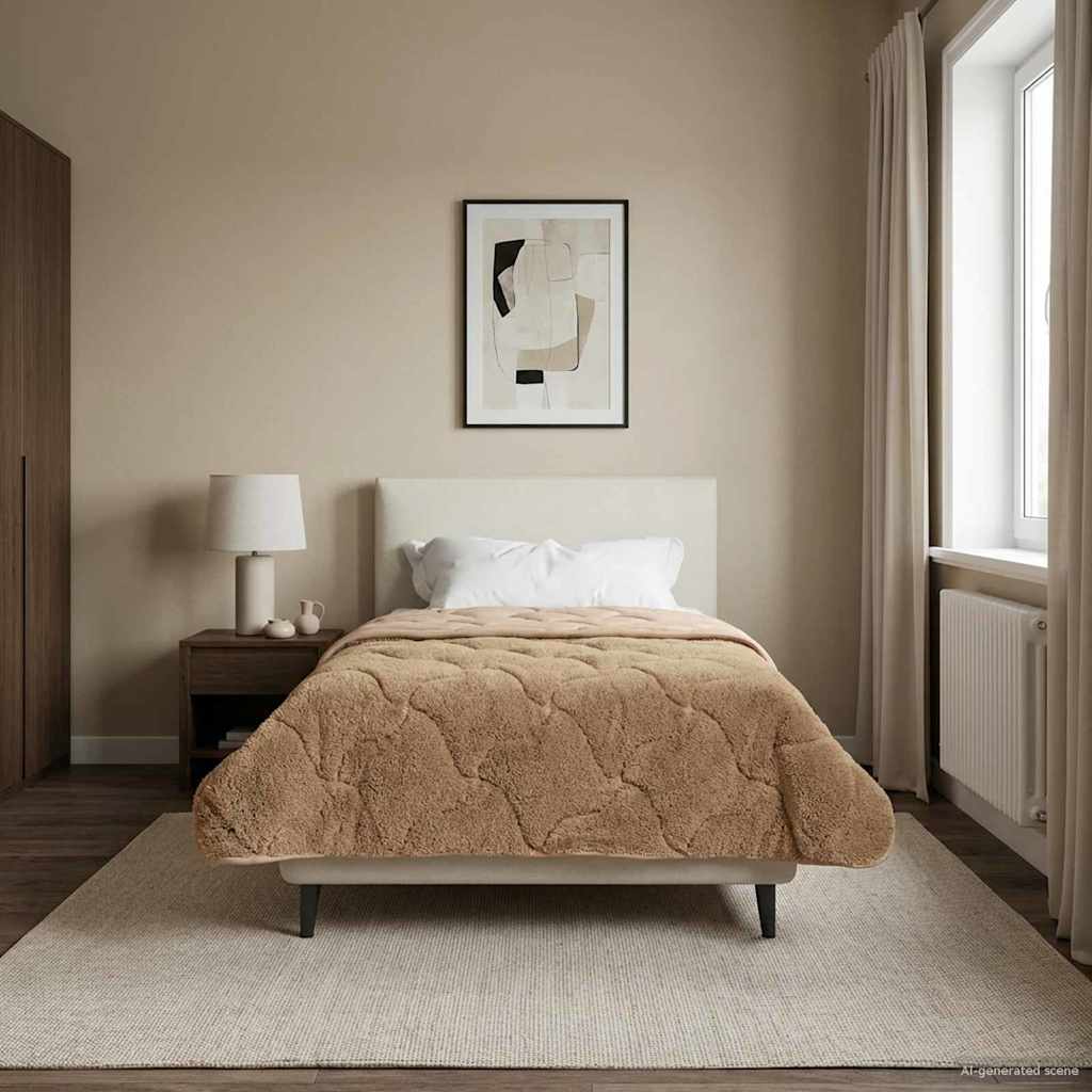 Winter Dekbed Taupe 140 x 220 cm Microfiber en Teddy fleece