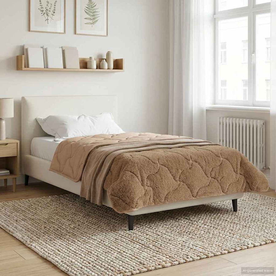 Winter Dekbed Taupe 155 x 220 cm Microfiber en Teddy fleece