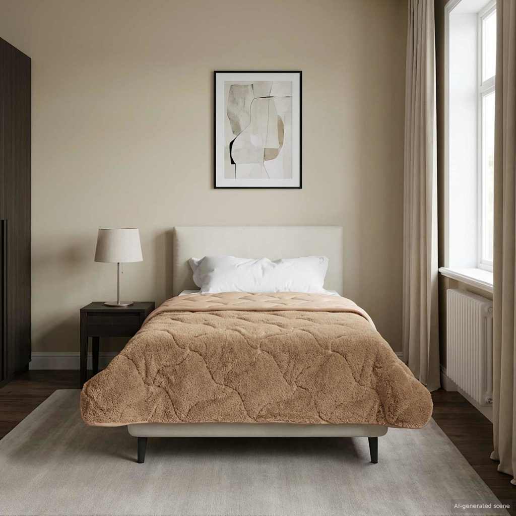 Winter Dekbed Taupe 155 x 220 cm Microfiber en Teddy fleece